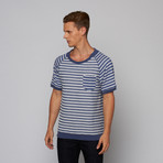 Striped Sweatshirt Tee // Blue (XL)