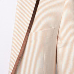 Zenbriele Slim Fit Blazer // Tan Seersucker (US: 34R)