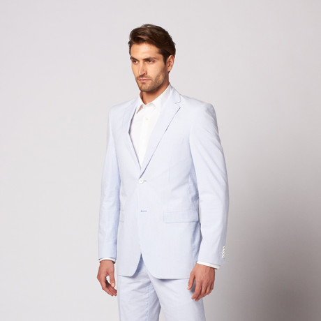 Renoir Seersucker Slim Suit // Light Blue (US: 34R)