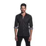 THOMAS Button Up Shirt // Black + Pink Paisley (S)