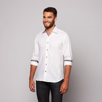 Jared Lang // THOMAS Button Up Shirt // White + Pink Paisley (L)