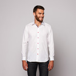 Jared Lang // THOMAS Button Up Shirt // White + Pink Paisley (L)