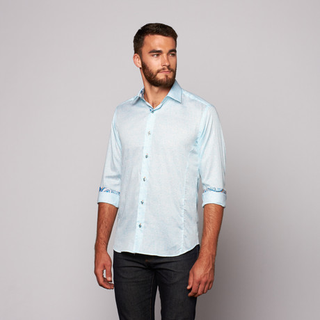 THOMAS Button Up Shirt // Baby Blue Paisley (S)