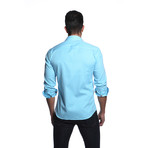 THOMAS Button-Up // Turquoise Stripe (M)