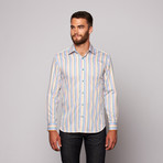 THOMAS Button Up Shirt // Multi Stripe + Baby Blue (L)