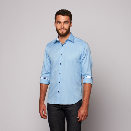 Jared Lang // THOMAS Button Up Shirt // Baby Blue Check (M)