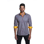 THOMAS Button Up Shirt // Multi Stripe + Golden Yellow (XL)