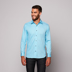 THOMAS Button Up Shirt // Turquoise Geometric (M)