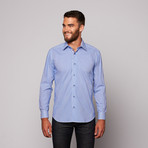 THOMAS Button Up Shirt // Blue Stripe + Paisley (XL)