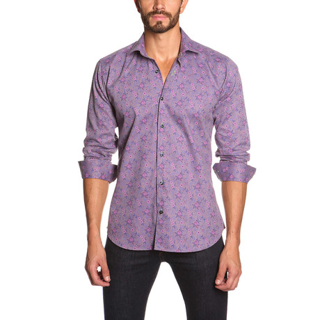 Jared Lang // THOMAS Button-Up Shirt // Dark Purple Floral (S)