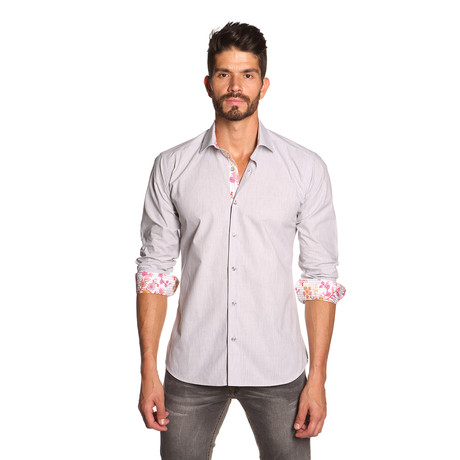 THOMAS Button-Up Shirt // Slate Grey + Multi Floral (S)