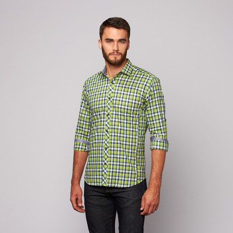 OTT Button Up Shirt // Green Plaid (S)