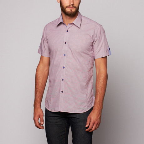 Jared Lang // TOR Short Sleeve Button-Up // Maroon Pattern (L)
