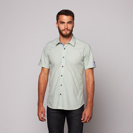 TOR Short Sleeve Button Up Shirt // Lime Check (S)