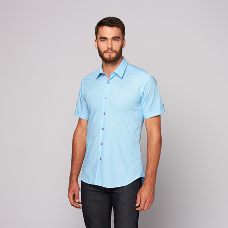 Jared Lang // HARI Short Sleeve Button-Up // Turquoise (S)