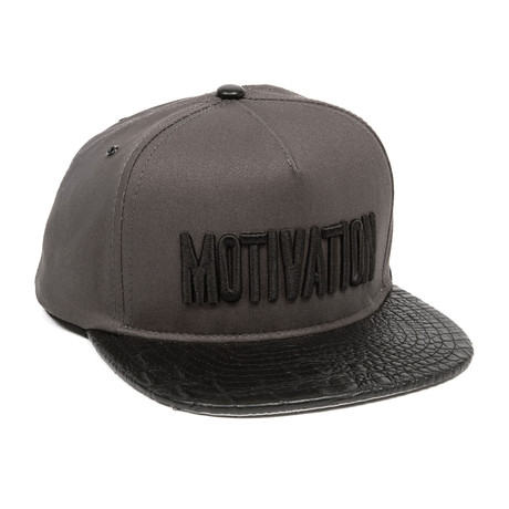 Block Text Snapback // Charcoal + Croc