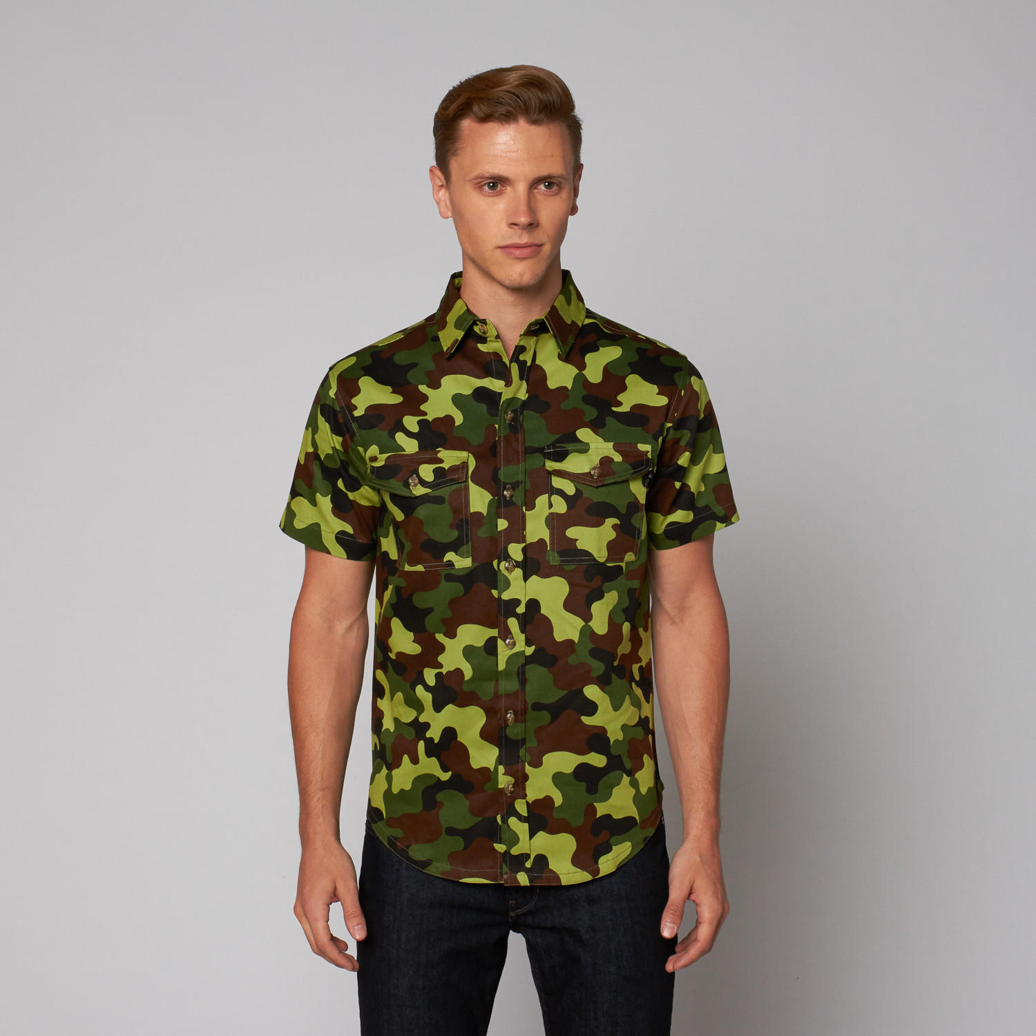 Camo Short Sleeve Button Up // Swamp Camo (S) - Motivation - Touch of ...