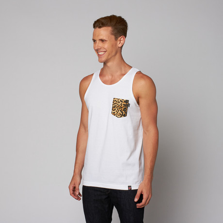 Leopard Print Pocket Tank // White (S)