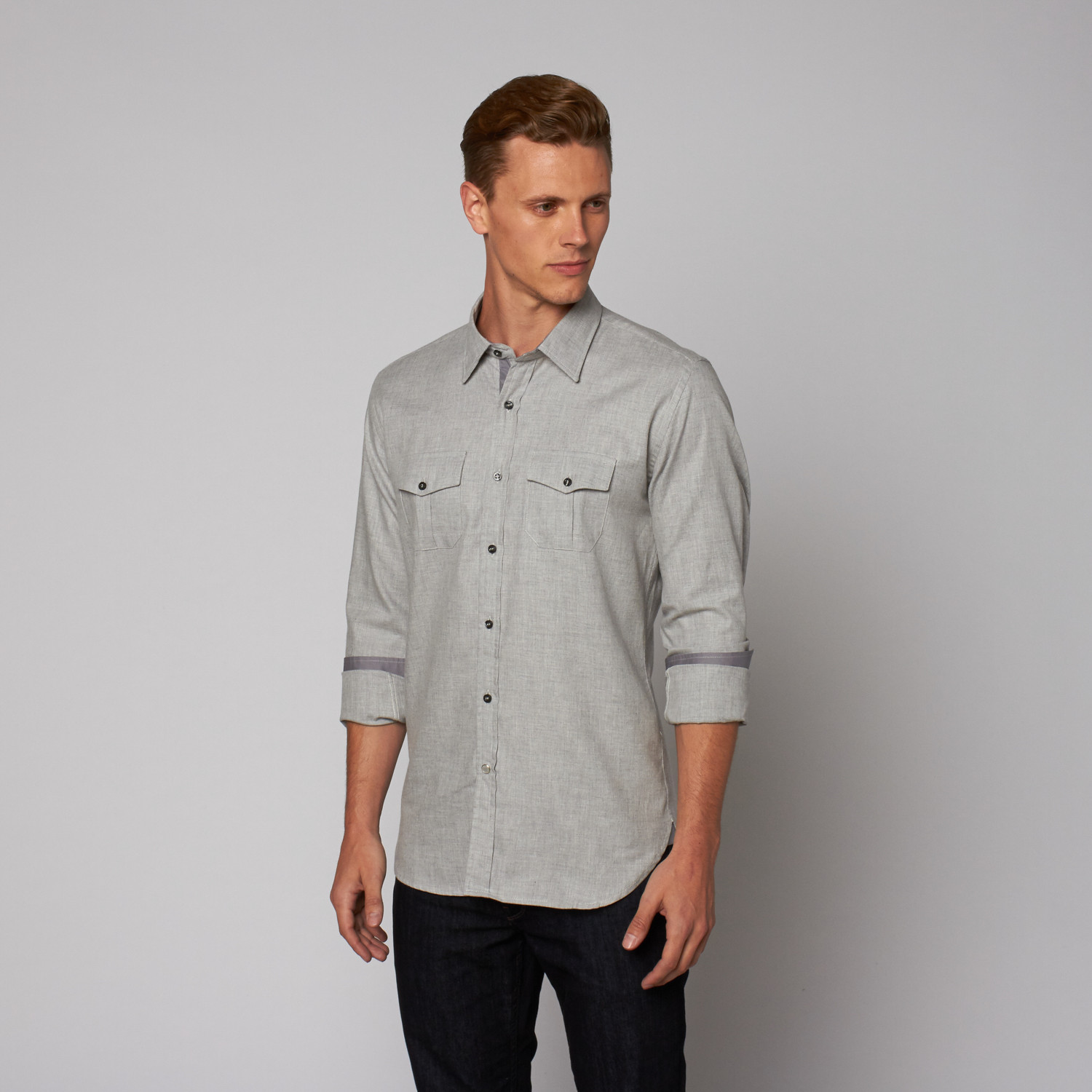 Double Pocket Button Up Shirt // Grey (S) - Jerry Kaye - Touch of Modern