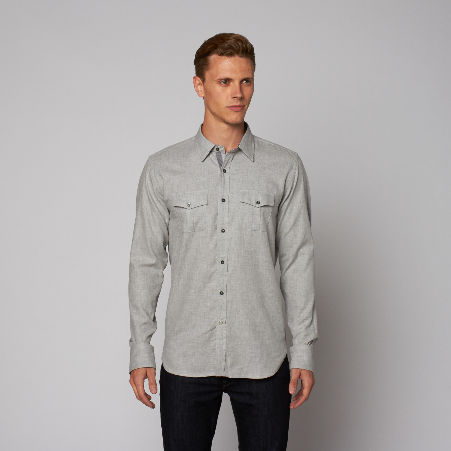 Double Pocket Button Up Shirt // Grey (S) - Jerry Kaye - Touch of Modern
