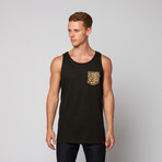 Leopard Print Pocket Tank // Black (S)