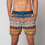 Vast //  Multi Aztec 5" Boardshorts // Navy (28)