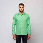 Zola Button-Up Shirt // Green Textured Stripe (M)