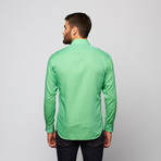 Zola Button-Up Shirt // Green Textured Stripe (S)