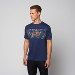 Bradley Printed Color Blocked Tee  // Navy (M)