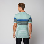 Aaron Striped V-Neck Tee // Light Jade (S)