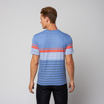 Aaron Striped V-Neck Tee // Rich Blue (S)