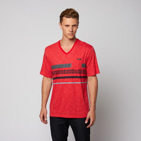 Stuart Novelty V-Neck Tee // Lava Red (S)