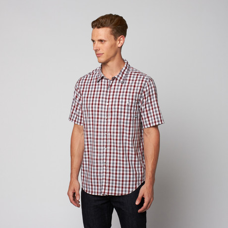 Abel Short Sleeve Button Up // Ruby (S)