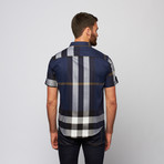 Large Plaid Button Up // Navy (S)