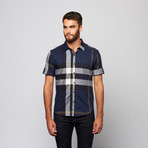 Large Plaid Button Up // Navy (XL)