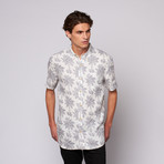 Palm Tree Print Button Up // White (S)