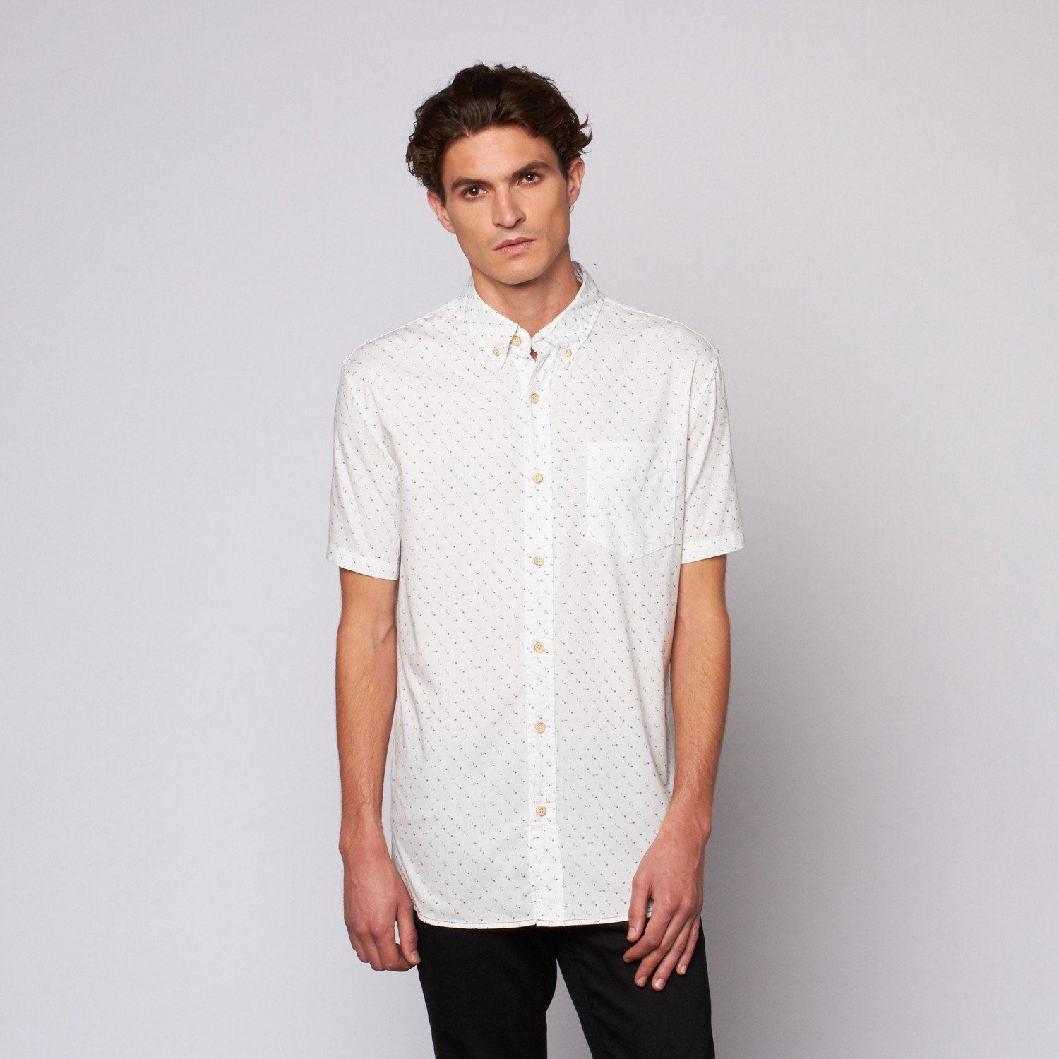 Bent Palm Print Button Up // White (XS) - Surfside Supply Co. - Touch ...