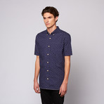 Bent Palm Print Button Up // Midnight (XS)