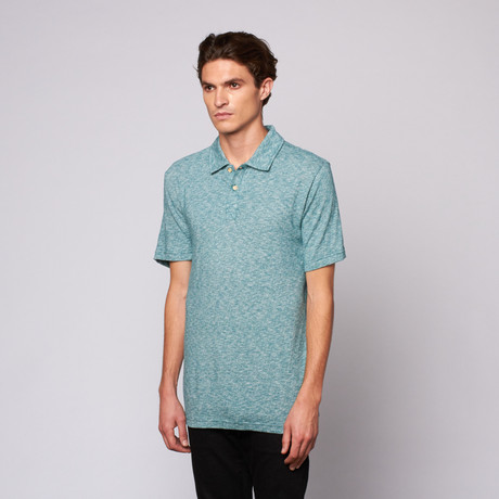 Dobby Stripe Self Fabric Polo // Deep Lake (XS)