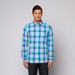 Washed Spring Plaid Button Up // Deep Lake (M)