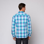 Washed Spring Plaid Button Up // Deep Lake (M)