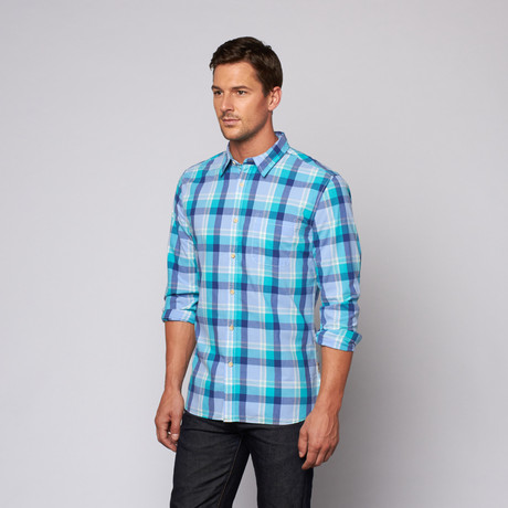 Washed Spring Plaid Button Up // Deep Lake (XS)