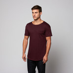 Curved Bottom Tee + Pocket // Heather Maroon (2XL)