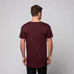 Curved Bottom Tee + Pocket // Heather Maroon (2XL)