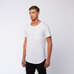 Side Slit Long Tee + Pocket // Heather White (L)