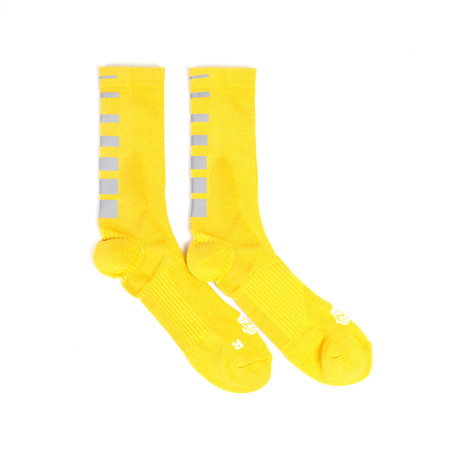 Gradient Stripe Half Calf Crew Sock // Yellow