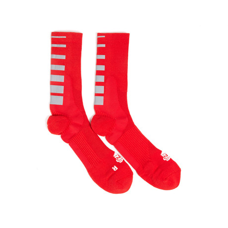 Gradient Stripe Half Calf Crew Sock // Red