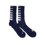 Gradient Stripe Half Calf Crew Sock // Navy