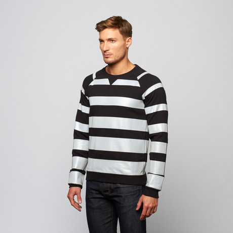 Stripe Sweatshirt Crew // Black (S)
