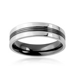 Stainless Steel and Blackplated Center Groove Ring (Size 7)